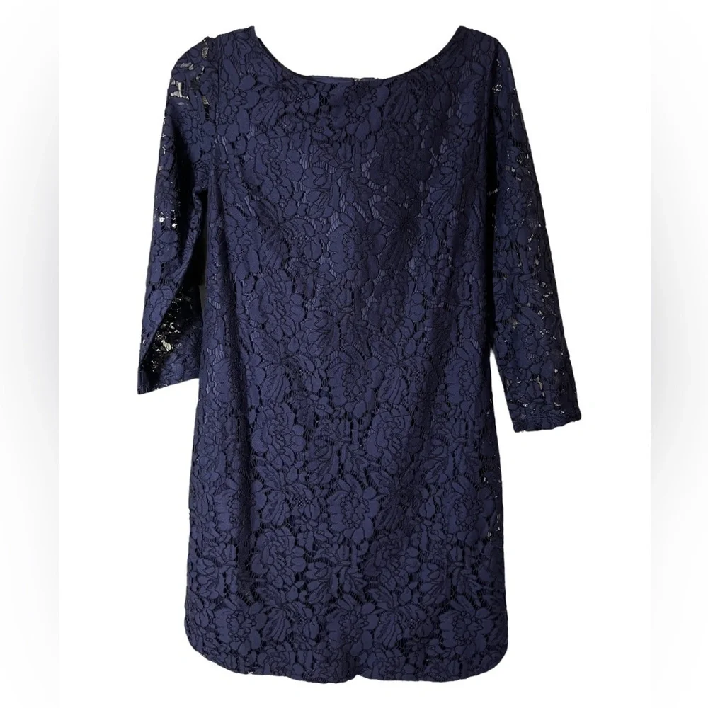 VINCE CAMUTO Navy Lace Sheath Dress Size 4 - Picture 2 of 9